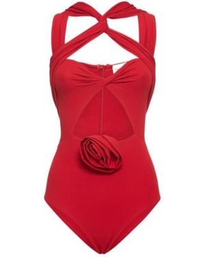 Magda Butrym Jersey Cutout Flower Bodysuitfr - Red