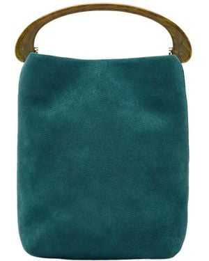 Dries Van Noten Crisp Suede Top Handle Bag - Green