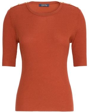 Max Mara Riviera Ribbed Knitted Top - Orange
