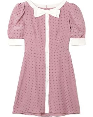 Alessandra Rich Polka Dot Mini Dress With Bow Decoration - Pink