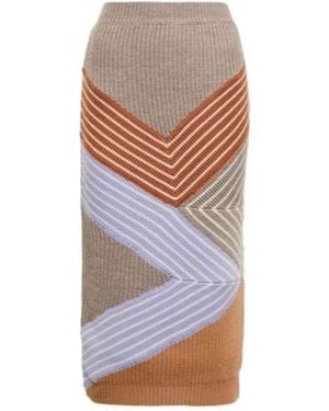 Stella McCartney Striped Ribbed-Knit Midi Skirt - White