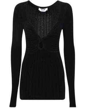 MSGM Knot Detailed Slim Fit Top - Black