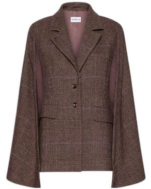 Marella Lightweight Wool-Blend Cape Jacket - Brown
