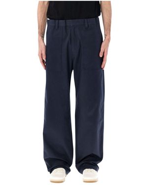 Prada Triangle-Patch Wide-Leg Trousers - Blue