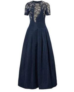 Oscar de la Renta Embellished Faille Gown - Blue
