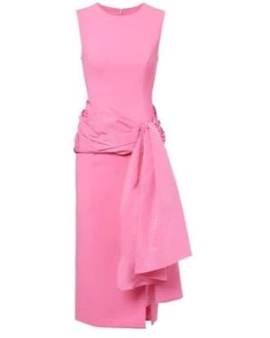 Carolina Herrera Silk-Trimmed Crêpe Cocktail Dress - Pink