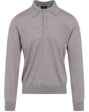 Brioni Fine-Knit Polo Shirt - Grey