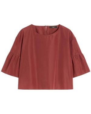 Weekend by Maxmara Cotton Taffeta Cropped Blouse - Red