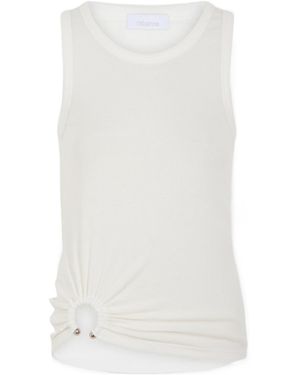 Rabanne Asymmetric Gathered-Detail Tank Top - White