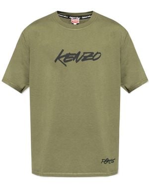 KENZO Logo Printed Crewneck T-Shirt - Green