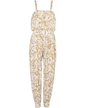 Balmain Flowing Printed Jumpsuit With Chains Pattern - Metallic