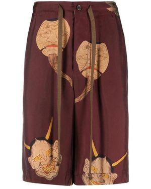 Uma Wang Faces Print Bermuda Shorts - Brown