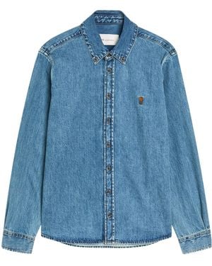 Ami Paris Heart Embroidered Shirt - Blue