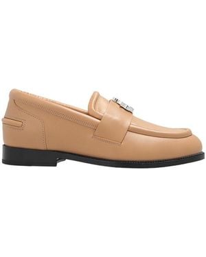 Lanvin Logo Tag Round Toe Loafers - Natural