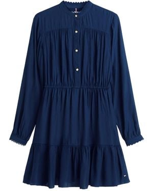 Tommy Hilfiger Diamond Flag Jacquard Tiered Mini Dress - Blue