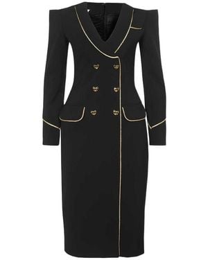 Moschino Double-Breasted Off-Shoulder Dress - Black