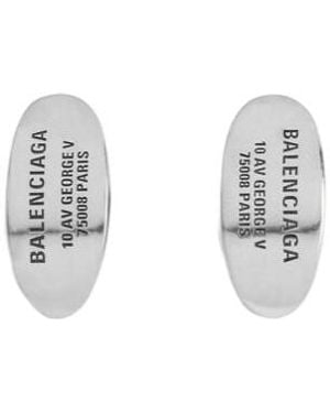 Balenciaga Logo Engraved Earrings - White