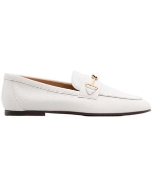Tod's Logo Plaque Almond Toe Loafers - White