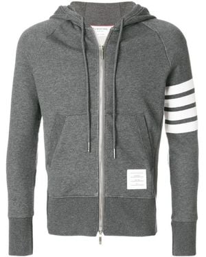 Thom Browne Classic Loopback 4-Bar Zip Hoodie - Grey