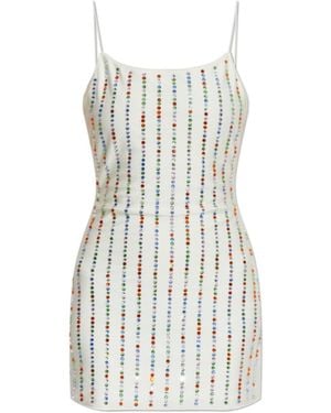 Oséree Oséree Soft Gem Rhinestone Mini Dress - White