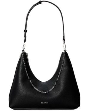 Calvin Klein Chain-Detail Pebbled Shoulder Bag - Black