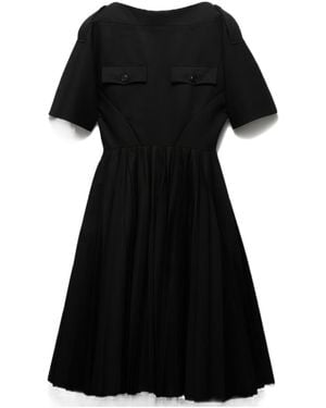 Prada Short-Sleeved Midi Dress - Black