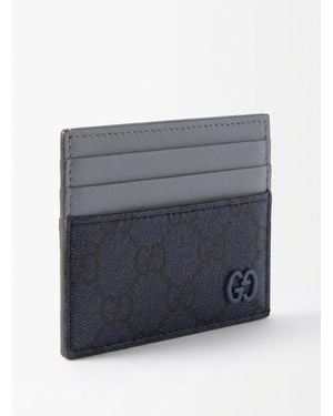 Gucci Dusty Trim Gg Card Case - Blue