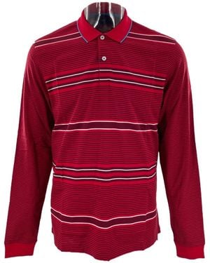 dunhill Striped Long-Sleeve Polo Shirt - Red