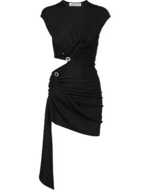 Christopher Esber Droplet Crystal Ribbed-Knit Jersey Minidress - Black