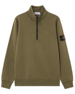 Stone Island Half-Zip Logo Sweatshirt - Green