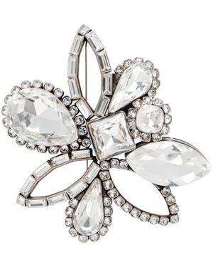 McQueen Crystal Flower Brooch - White