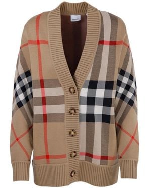 Burberry Wool-Blend Check Cardigan - Brown