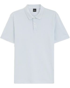 BOSS Cotton-Blend Polo Shirt With Bubble-Structured Jacquard - White