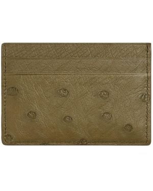 Bottega Veneta Ostrich Credit Card Case - Green