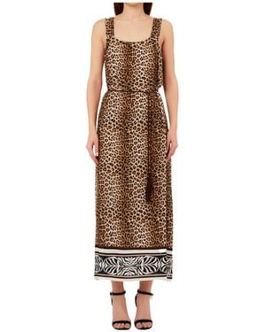 Liu Jo Animal Print Tassel Dress - Brown