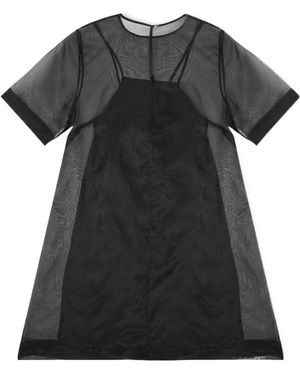 Ami Paris Shortsleeve Mesh Overlay Dress - Black