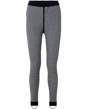 Perfect Moment Jazzy Ribbed Striped Wool And Cashmere-Blend Leggings - Gray