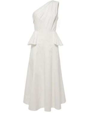 Roland Mouret One-Shoulder Cotton Poplin Midi Dress - White