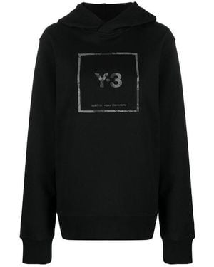Y-3 Logo-Print Cotton Hoodie - Black