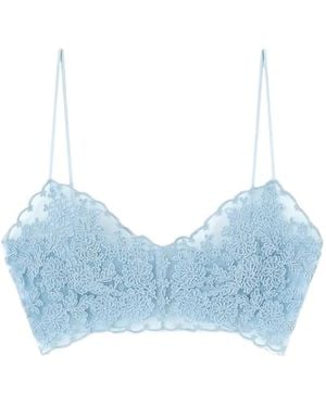 Ermanno Scervino Lace Scalloped Top - Blue
