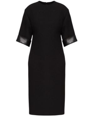 Valentino Couture Leather Trim Shift Dress - Black