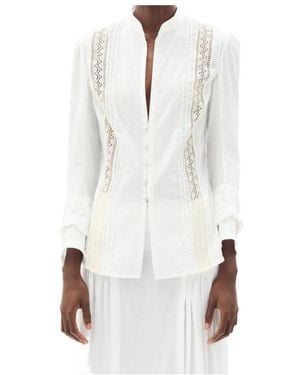 Ann Demeulemeester Lidy Open Front Shirt With Lace Ribbons - White