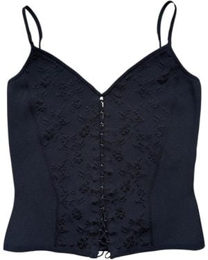 McQueen Floral Lace-Up Detailed Top - Blue