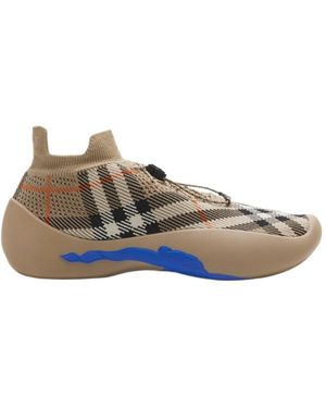 Burberry Check Knit Neptune Sneakers - Brown