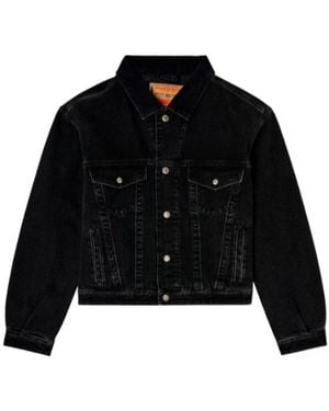 DIESEL D-Ranger-T Corduroy-Collar Denim Jacket - Black
