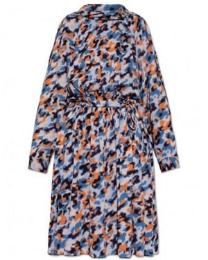 KENZO Abstract Print Long-Sleeved Midi Dress - Blue