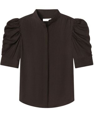 FRAME Houndstooth Short-Sleeved Top - Black