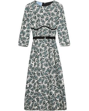Prada Printed Pongé Dress - Grey