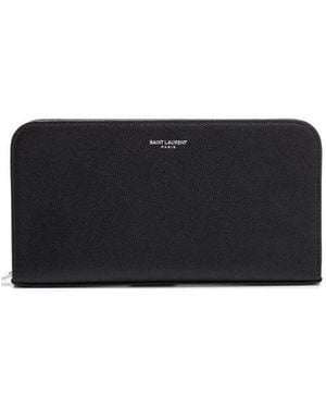 Saint Laurent Zipper Texture Wallet - Black