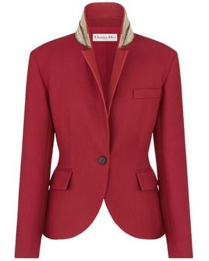 Dior Christian Single-Breasted Long-Sleeved Jacket - Red